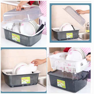 Dish Drainer Rack With Lid 