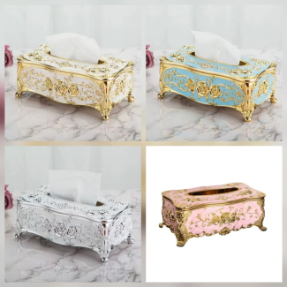 Vintage Acrylic and Alloy Tissue Box Holder - European Design, Multi-Color Price in Pakistan | LAPTAB