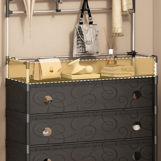 Dust Proof Multifunctional Coat and Shoes Rack with 4 Drawers and Hanging Rack Price in Pakistan | LAPTAB