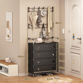 Dust Proof Multifunctional Coat and Shoes Rack with 4 Drawers and Hanging Rack Price in Pakistan | LAPTAB