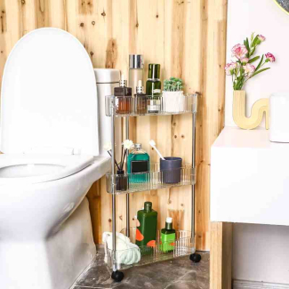3 Tier Clear Acrylic Corner Bathroom Organizer for Cosmetics and Essentials Price in Pakistan | LAPTAB