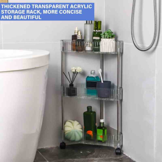 3 Tier Clear Acrylic Corner Bathroom Organizer for Cosmetics and Essentials Price in Pakistan | LAPTAB