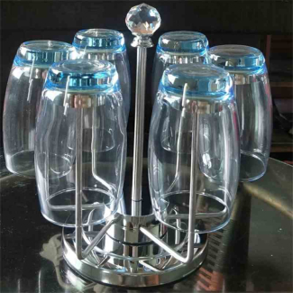 Stainless Steel 6-Cup Glass Holder Rack with Swivel Frame and Drainage Price in Pakistan | LAPTAB