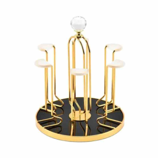Golden Metal Cup and Mug Holder Rack with Drain Pan and Rubber Ends Price in Pakistan | LAPTAB