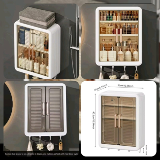 Wall Mounted Cabinet with Magnetic Doors and Hooks for Toiletries Storage Price in Pakistan | LAPTAB
