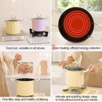 3 Litre Stainless Steel Deep Frying Pot with Glass Lid and Rubber Handles Price in Pakistan | LAPTAB