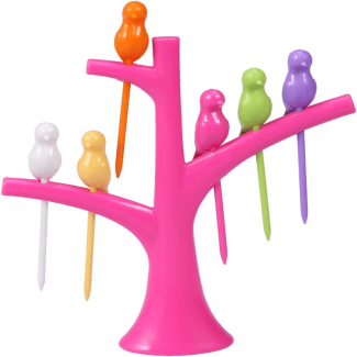 6pcs Bird Tree Fruit Forks with Tree Bracket - Durable and Reusable Price in Pakistan | LAPTAB