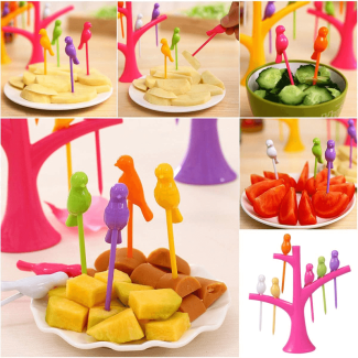 6pcs Bird Tree Fruit Forks with Tree Bracket - Durable and Reusable Price in Pakistan | LAPTAB