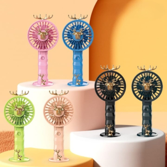 Deer Shape Rechargeable Foldable Hand Fan with 3 Speeds for Travel