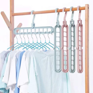 Pack of 5 9 Hole Magic Rotating Hangers for Efficient Wardrobe Organization