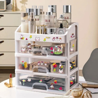 Drawer Desktop Cosmetic Storage Box - Transparent Organizer with Compartments Price in Pakistan | LAPTAB
