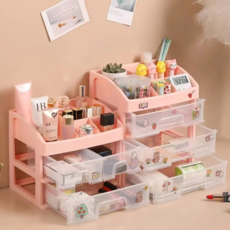 Drawer Desktop Cosmetic Storage Box - Transparent Organizer with Compartments Price in Pakistan | LAPTAB
