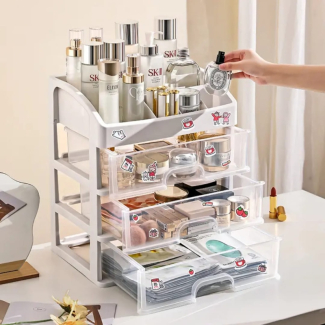 Drawer Desktop Cosmetic Storage Box - Transparent Organizer with Compartments Price in Pakistan | LAPTAB