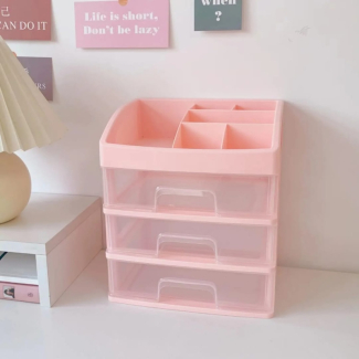 Drawer Desktop Cosmetic Storage Box - Transparent Organizer with Compartments Price in Pakistan | LAPTAB