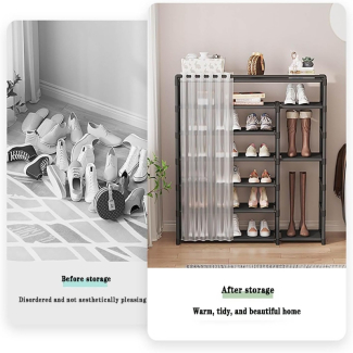 Curtain Shoe Rack for Small Spaces - Stores 18-24 Pairs, Dust-Free Price in Pakistan | LAPTAB