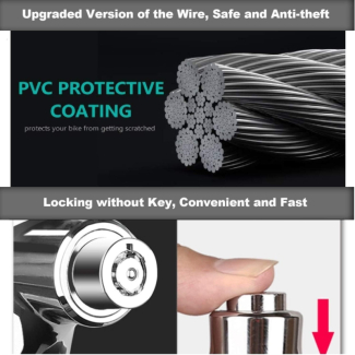 Bicycle Lock Bike Chain Security with 12mm Steel Cable and One-Press Lock Price in Pakistan | LAPTAB
