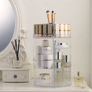 Rotating Crystal Cosmetics Makeup Organizer Box Pack 