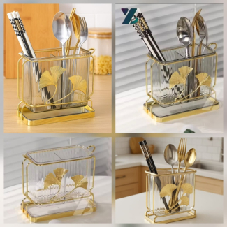 Luxury Golden Leaf Cutlery Holder