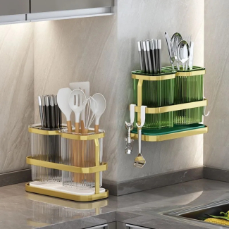 Luxury Golden Leaf Cutlery Holder with Dual-Drain Design and Drip Tray Price in Pakistan | LAPTAB