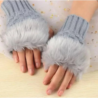 Korean Wool Hand Gloves for Women - Cozy Fingerless Mittens for Winter Price in Pakistan | LAPTAB