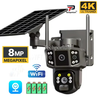 Solar Security Camera 8MP 4K WiFi and 4MP Dual Lens 