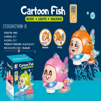 Face Changing Cartoon Fish With Light and Music