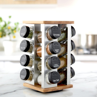 Wooden Stainless Steel Revolving Spice Rack Price in Pakistan | LAPTAB
