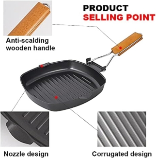 Non-Stick Frying Pan with Folding Wooden Handle for Easy Storage Price in Pakistan | LAPTAB