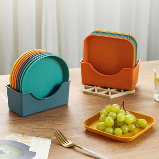 10-Piece Stackable Plastic Plates with Stand, Durable and Lightweight Price in Pakistan | LAPTAB