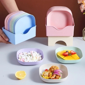 10-Piece Stackable Plastic Plates with Stand, Durable and Lightweight Price in Pakistan | LAPTAB