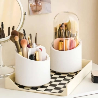 360? Rotating Cosmetic Compartment Organizer Box with Transparent Cover Price in Pakistan | LAPTAB