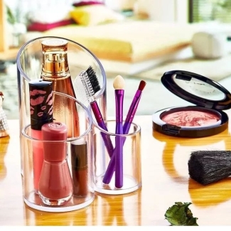 Acrylic Cosmetic Organizer Grid Box with Lipstick Holder and Compartments Price in Pakistan | LAPTAB