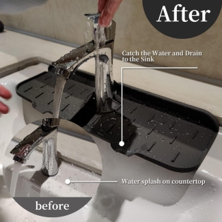 Deep Grey Silicone Kitchen Faucet Absorbent Mat, 14.6