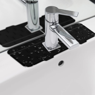 Deep Grey Silicone Kitchen Faucet Absorbent Mat, 14.6