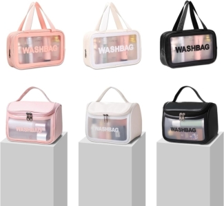 Waterproof Travel Cosmetic Washbag Organizer - Durable PU Material, Transparent