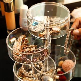 360 Degree Rotating Jewelry Organizer with Lid, 4 Layers for Easy Storage Price in Pakistan | LAPTAB