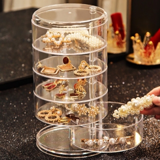 360 Degree Rotating Jewelry Organizer with Lid, 4 Layers for Easy Storage Price in Pakistan | LAPTAB