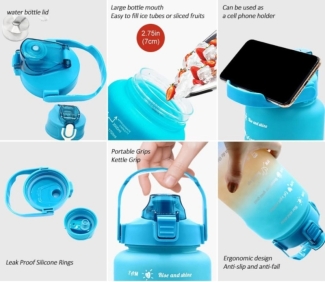 WATMHHJQ 3Pcs Gradient Plastic Sports Water Bottle Set with Time Markers Price in Pakistan | LAPTAB