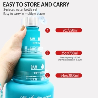 WATMHHJQ 3Pcs Gradient Plastic Sports Water Bottle Set with Time Markers Price in Pakistan | LAPTAB
