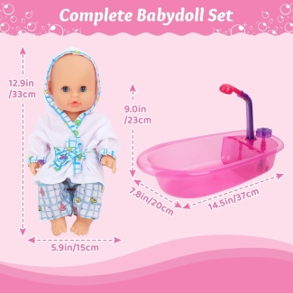 Baby Bath Tub Doll Set with Water Rotation, Accessories & 18