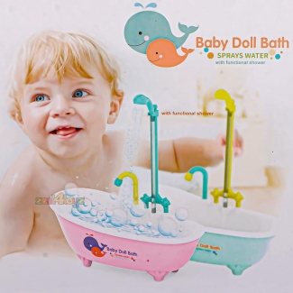 Baby Bath Tub Doll Set with Water Rotation, Accessories & 18