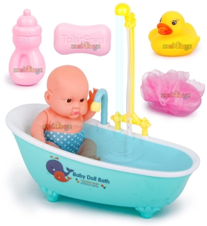 Baby Bath Tub Doll Set with Water Rotation, Accessories & 18