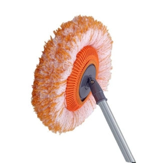 Telescopic Orange Duster Mop with Washable Microfiber Pad for All Surfaces