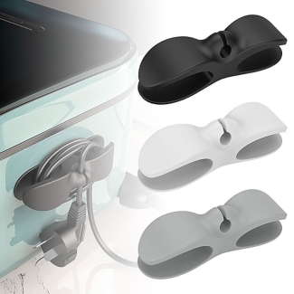 Wire Cord Organizer Holder - 6 Pack, Durable Silicone, Black/White