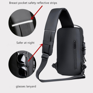 Men's Anti-Theft Waterproof Crossbody Bag with USB Port and Num Lock Price in Pakistan | LAPTAB