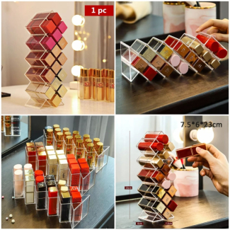 16-Grid Acrylic Lipstick Tower Organizer - Stackable & Space-Saving Design Price in Pakistan | LAPTAB
