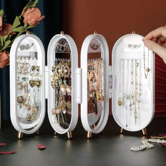 Foldable Jewellery Box with Multiple Compartments and Built-in Mirror Price in Pakistan | LAPTAB