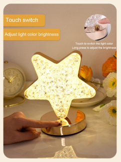 Star Shape Crystal Night Light Lamp with Dimmable Brightness and 3 Colors Price in Pakistan | LAPTAB