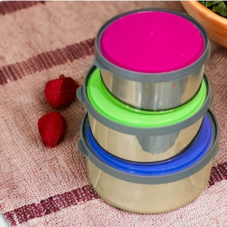 Stainless Steel Nesting Bowls Set with Airtight Lids - 3 Sizes Price in Pakistan | LAPTAB