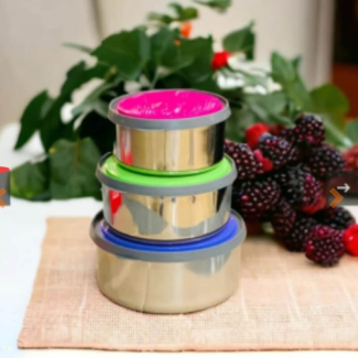 Stainless Steel Nesting Bowls Set with Airtight Lids - 3 Sizes Price in Pakistan | LAPTAB